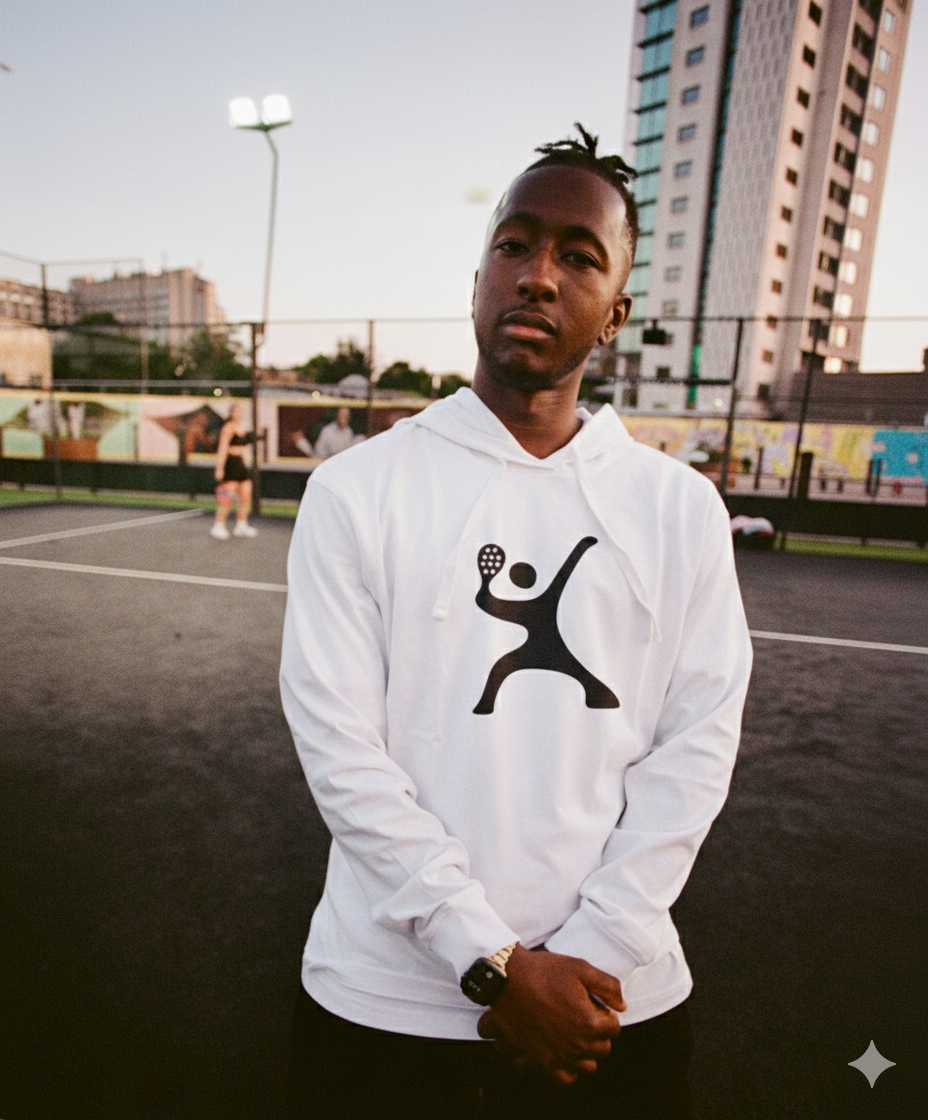 Racket Man Hoodie Tee – White