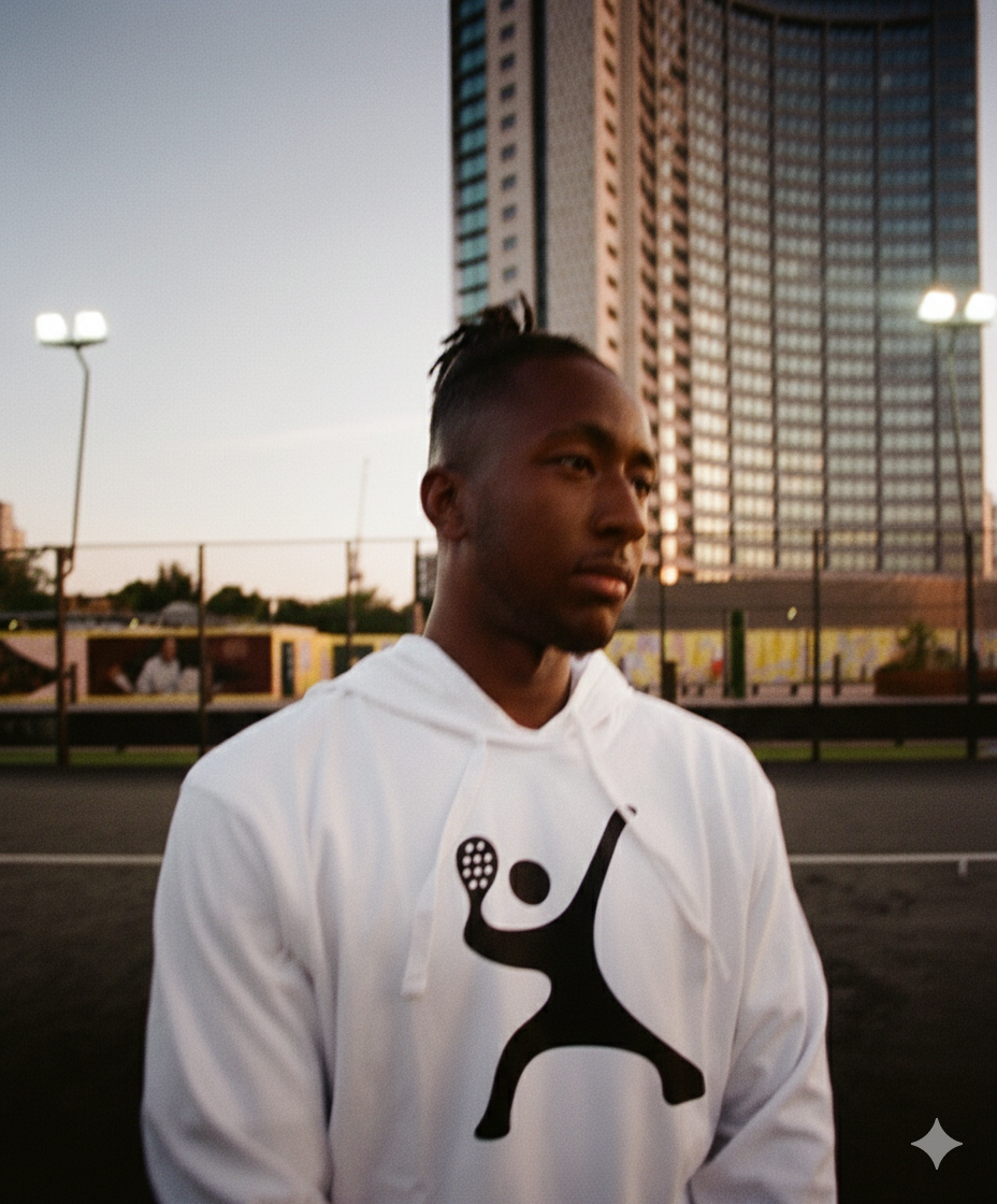 Racket Man Hoodie Tee – White